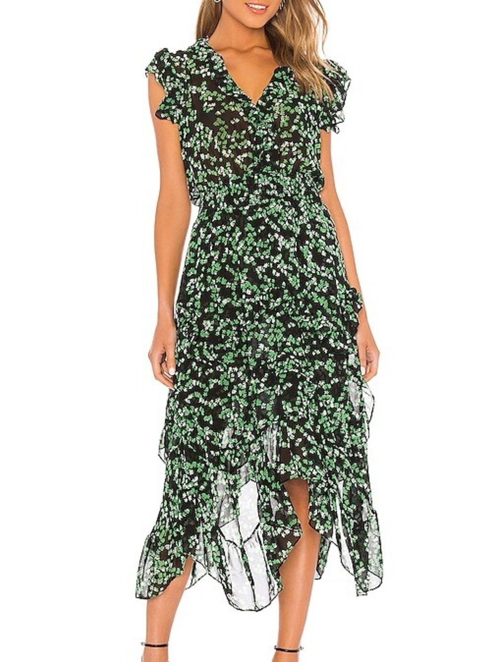 MISA - Dakota Dress in Green Mini Blooms Size Medium